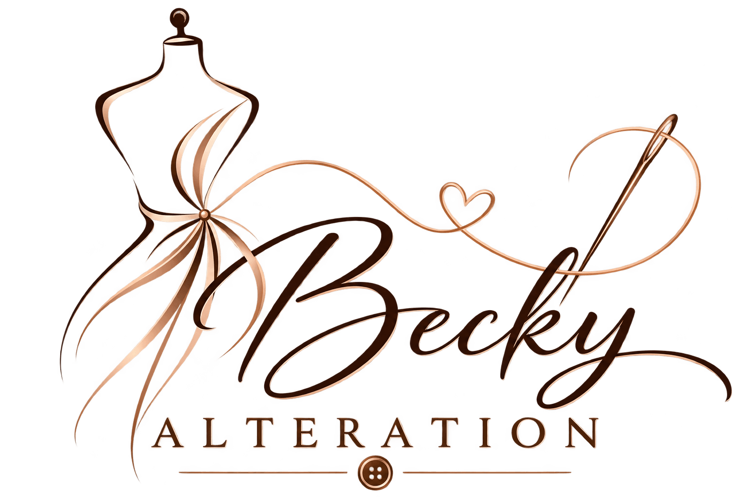 Becky Alteration logo featuring an artistic dress form